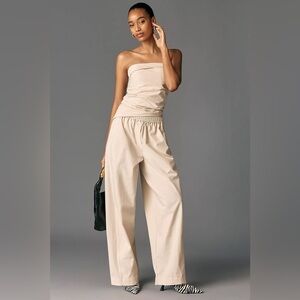 NWT MAEVE 2piece Strapless Ruched Top (L) + Sporty Poplin Pull-On Trousers (XL)